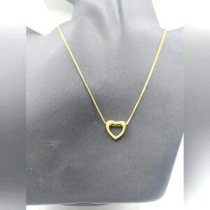 925 Dyadema Italy Gold Plated 3D Sliding Heart Pendant Necklace